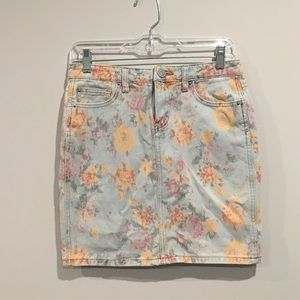 Urban Outfitters Floral Denim Skirt